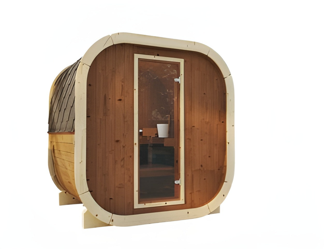Sauna ogrodowa 2-4 osoby o zmierzchu z podświetleniem wewnętrznym